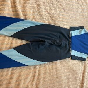 Sincerly Jules Colorblock High-Waist Leggings in Navy and Light Blue